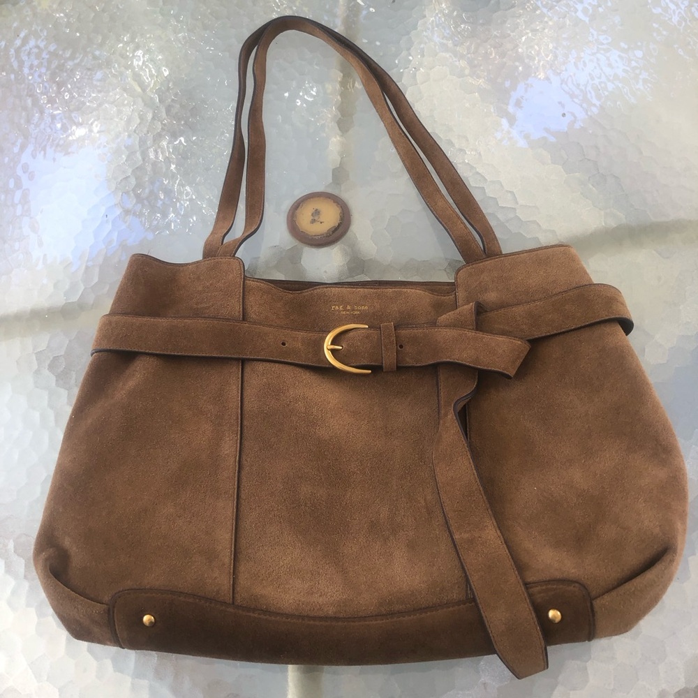 NEW $498 rag & bone Large Lexington Suede Tote in Golden Brown! - Picture 7 of 13